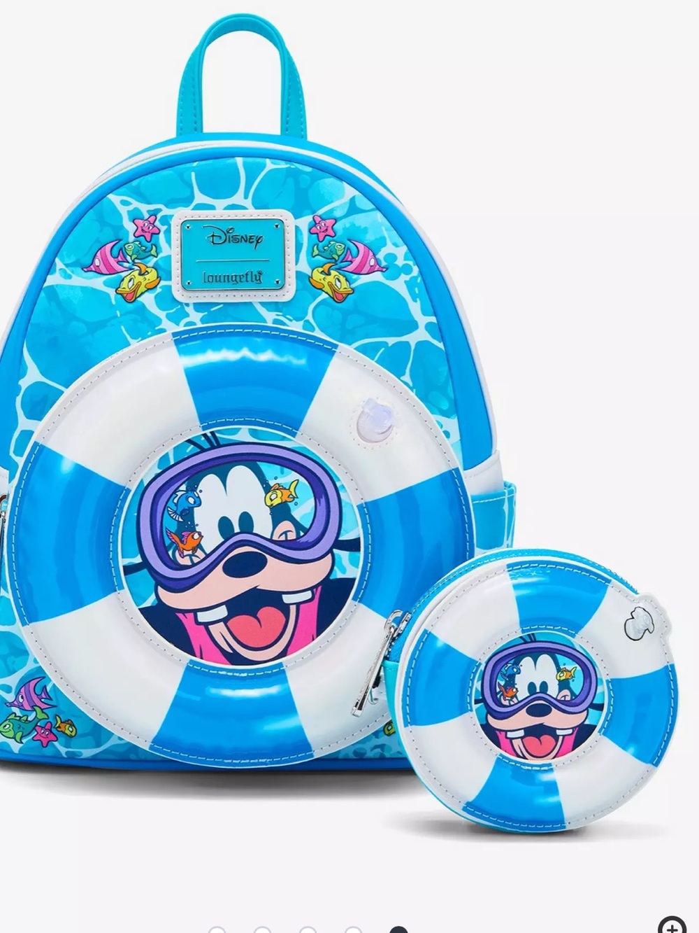 NWT SOLD OUT Loungefly Disney Goofy Floatie Mini Backpack and coin purse